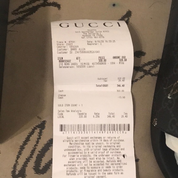 Gucci slides size 10